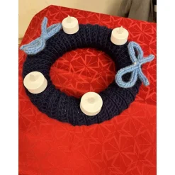 Dekokranz Wollkranz Adventskranz Tischschmuck TürKranz  gestrickt 25cm grau Sofortkauf