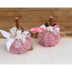 Dekokürbis gehäkelt Wohndekoration Herbstdeko Tischdeko rosa
