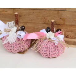 Dekokürbis gehäkelt Wohndekoration Herbstdeko Tischdeko rosa