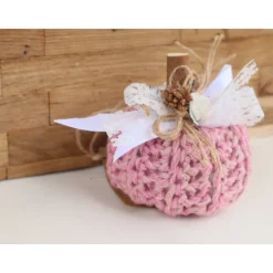 Dekokürbis gehäkelt Wohndekoration Herbstdeko Tischdeko rosa