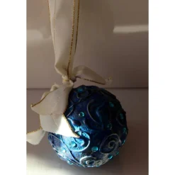 Dekokugel BLAUTÜRKIS abstrakte Acrylmalerei auf einer Styroporkugel Fensterdeko Hängedeko Weihnachtskugel Deko