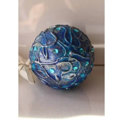 Dekokugel BLAUTÜRKIS abstrakte Acrylmalerei auf einer Styroporkugel Fensterdeko Hängedeko Weihnachtskugel Deko