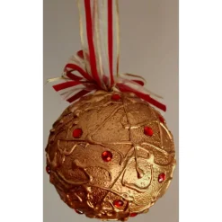 Dekokugel GOLDZAUBER abstrakte Acrylmalerei auf einer Styroporkugel Fensterdeko Hängedeko Weihnachtskugel Deko