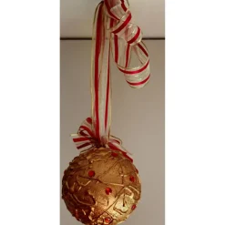 Dekokugel GOLDZAUBER abstrakte Acrylmalerei auf einer Styroporkugel Fensterdeko Hängedeko Weihnachtskugel Deko