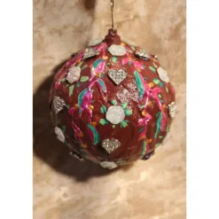 Dekokugel HERZEN & ROSEN Acrylmalerei Collage auf einer Kunststoffkugel Hängedeko Kugeldeko Wohndeko Muttertagsgeschenk