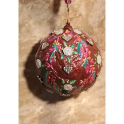 Dekokugel HERZEN & ROSEN Acrylmalerei Collage auf einer Kunststoffkugel Hängedeko Kugeldeko Wohndeko Muttertagsgeschenk