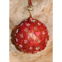 Dekokugel HERZEN Acrylmalerei Collage auf einer Kunststoffkugel Fensterdeko Hängedeko Kugeldeko Wohndeko Muttertag