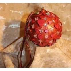 Dekokugel HERZEN Acrylmalerei Collage auf einer Kunststoffkugel Fensterdeko Hängedeko Kugeldeko Wohndeko Muttertag