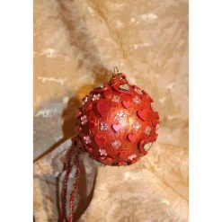 Dekokugel HERZEN Acrylmalerei Collage auf einer Kunststoffkugel Fensterdeko Hängedeko Kugeldeko Wohndeko Muttertag