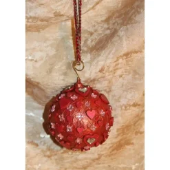 Dekokugel HERZEN Acrylmalerei Collage auf einer Kunststoffkugel Fensterdeko Hängedeko Kugeldeko Wohndeko Muttertag