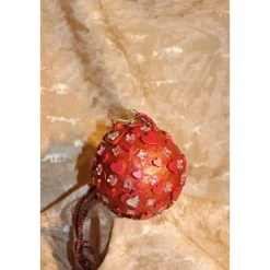 Dekokugel HERZEN Acrylmalerei Collage auf einer Kunststoffkugel Fensterdeko Hängedeko Kugeldeko Wohndeko Muttertag