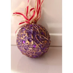 Dekokugel LILA UND KUPFER abstrakte Acrylmalerei auf einer Styroporkugel Fensterdeko Hängedeko Weihnachtskugel Deko
