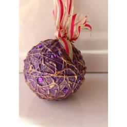 Dekokugel LILA UND KUPFER abstrakte Acrylmalerei auf einer Styroporkugel Fensterdeko Hängedeko Weihnachtskugel Deko