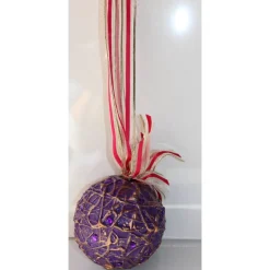 Dekokugel LILA UND KUPFER abstrakte Acrylmalerei auf einer Styroporkugel Fensterdeko Hängedeko Weihnachtskugel Deko