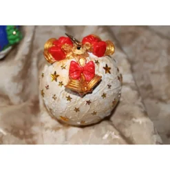 Dekokugeln 2er Set BÄUMCHEN + GLOCKEN Acrylmalerei Collage auf einer Kunststoffkugel weihnachtliche Hängedeko