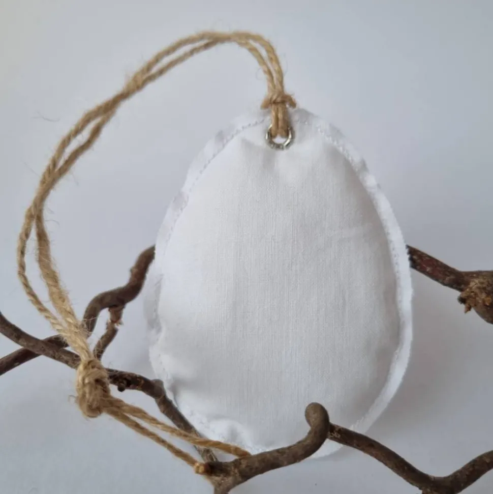 Deko-Osterei aus Vintage-Baumwollstoff "FROHE Ostern" - von he-ART by helen hesse