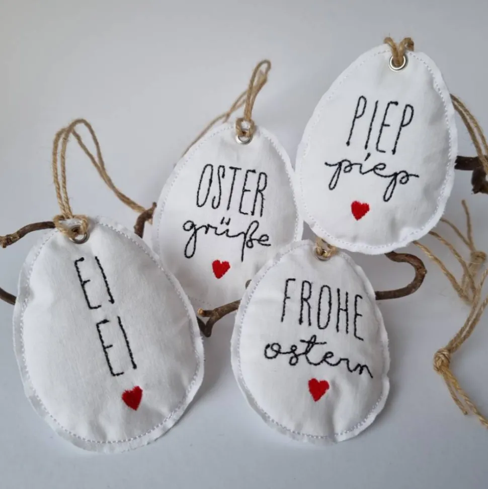 Deko-Osterei aus Vintage-Baumwollstoff "EI EI" - von he-ART by helen hesse