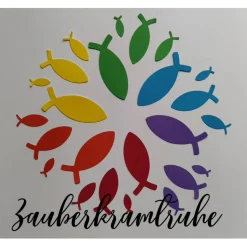 Dekoration bunte Streuteile 138 Fische (1,6cm - 5cm) in 6 Farben des Regenbogens für Deko und Basteln zur Taufe, Konfirmation, Kommunion