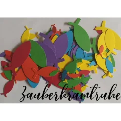 Dekoration bunte Streuteile 138 Fische (1,6cm - 5cm) in 6 Farben des Regenbogens für Deko und Basteln zur Taufe, Konfirmation, Kommunion
