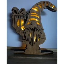 Dekorativer Holz Wichtel mit LED Beleuchtung - Handarbeit