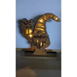 Dekorativer Holz Wichtel mit LED Beleuchtung - Handarbeit
