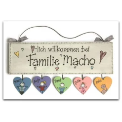 dekoratives Willkommensschild für Wohnungstür & Hauseingang - einzigartiges Holzschild für Familien mit Namen personalisiert - einmaliges Geschenk für Freunde und Familien zu Geburt, Einzug, Geburtstag, Weihnachten