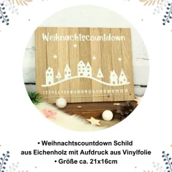 Deko-Schild aus Holz mit Häusern Weihnachtscountdown | Natürliche Adventskalender Alternative | Holzschild Advent