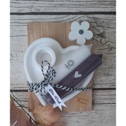 Deko-Set "Für Dich" ~ Kerzenhalter mit Stabkerze und Blume ~ Geschenkset Geburtstag ~ Muttertag