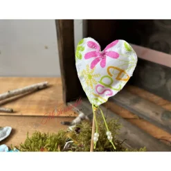 Dekostecker Stoffherz Herzstecker bunt handgemacht