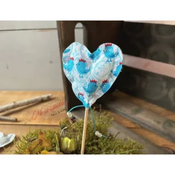 Dekostecker Stoffherz Herzstecker bunt handgemacht