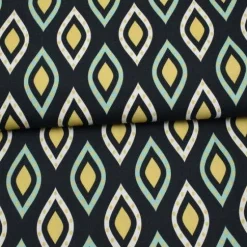 Dekostoff Zwiebelmuster Onion schwarz weiß ocker türkis – Taschenstoff & Möbelstoff Meterware made in EU