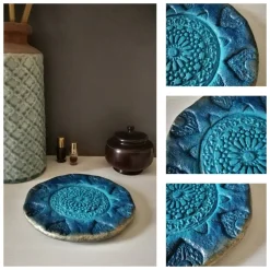 Deko-Teller Mandala | türkis blau gold | 17 cm