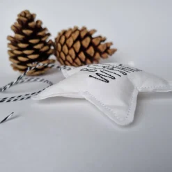 Deko-Weihnachtsstern "Best Wishes" - aus Vintage-Baumwollstoff 60er Jahre - von he-ART by helen