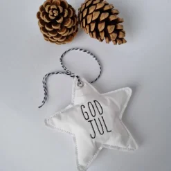 Deko-Weihnachtsstern "God Jul" - aus Vintage-Baumwollstoff 60er Jahre - von he-ART by helen