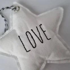 Deko-Weihnachtsstern "Love" - aus Vintage-Baumwollstoff 60er Jahre - von he-ART by helen