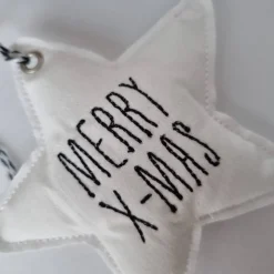 Deko-Weihnachtsstern "Merry X-mas" - aus Vintage-Baumwollstoff 60er Jahre - von he-ART by helen