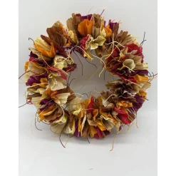 Der Herbst ist da! Blätterkranz aus finnischem Papiergarn in tollen, warmen Herbstfarben