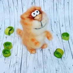 Design Dekorfigur Katze, Wohndeko Katze, Gehäkelte Katze, Katze gehäkelt, rothaarige Katze, handgemachte Katze