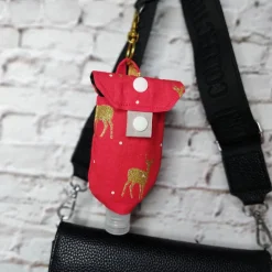 Desinfektionsmittel Anhänger / Handgeltasche mit Karabiner GOLD-HIRSCH - Weihnachten, Advent | RÄUBERKIND