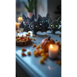 3D-gedruckte Fledermaus mit leuchtenden Augen – Halloween & Gothic Deko aus PLA