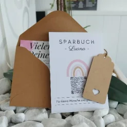 Digitale Spardose | Personalisiertes Geldgeschenk | QrCode Geschenkkarte | Regenbogen
