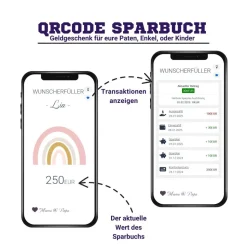 Digitale Spardose | Personalisiertes Geldgeschenk | QrCode Geschenkkarte | Regenbogen
