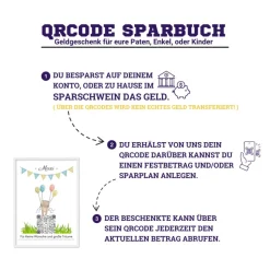 Digitale Spardose | Personalisiertes Geldgeschenk | QrCode Bild | Motiv Teddy