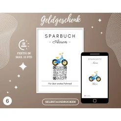 Digitale Spardose | Personalisiertes QrCode Geldgeschenk | Führerschein Auto Motorrad | Download
