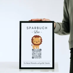 Digitale Spardose | Personalisiertes Geldgeschenk | QrCode Bild | Motiv Löwe
