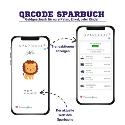 Digitale Spardose | Personalisiertes Geldgeschenk | QrCode Bild | Motiv Löwe