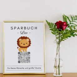 Digitale Spardose | Personalisiertes Geldgeschenk | QrCode Bild | Motiv Löwe