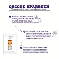 Digitale Spardose | Personalisiertes Geldgeschenk | QrCode Bild | Motiv Löwe