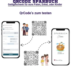 Digitale Spardose | Personalisiertes Geldgeschenk | QrCode Bild | Motiv Teddy