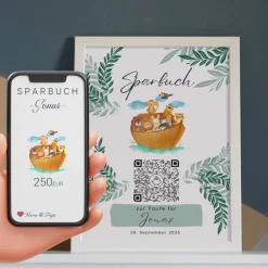 Digitale Spardose | Personalisiertes Geldgeschenk | QrCode Bild | Motiv Teddy